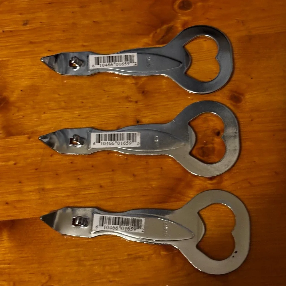 Vintage Stainless Steel Bottle Can Openers (3) Enameled Fish Motifs SET #2